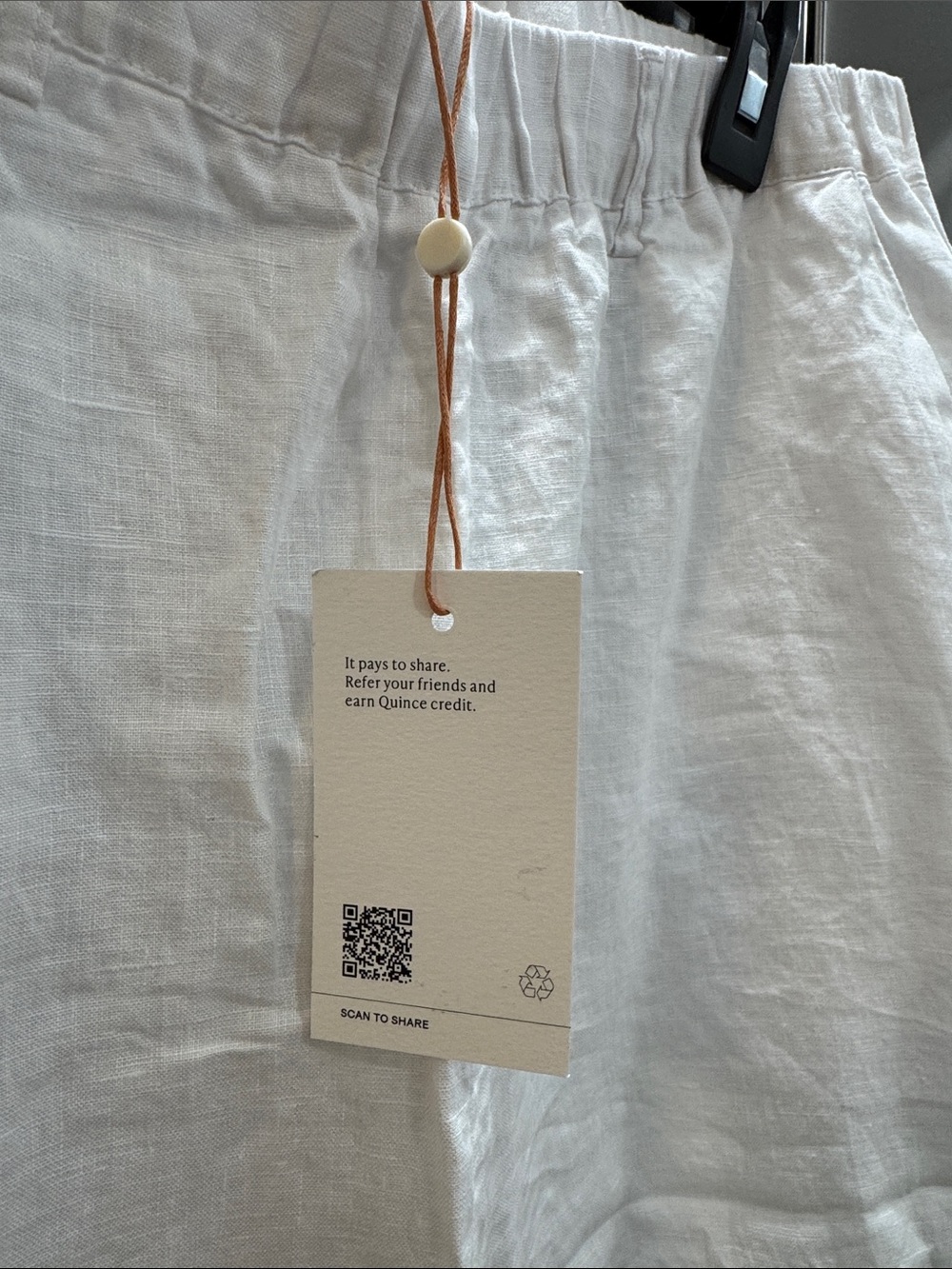 Quince 100% European White Linen Pants Cropped Elastic-Waist - Picture 3 of 5